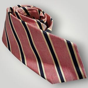 J. HILBURN Tie Made in Italy Linen/Silk Tie Pink Navy Cream Striped Necktie